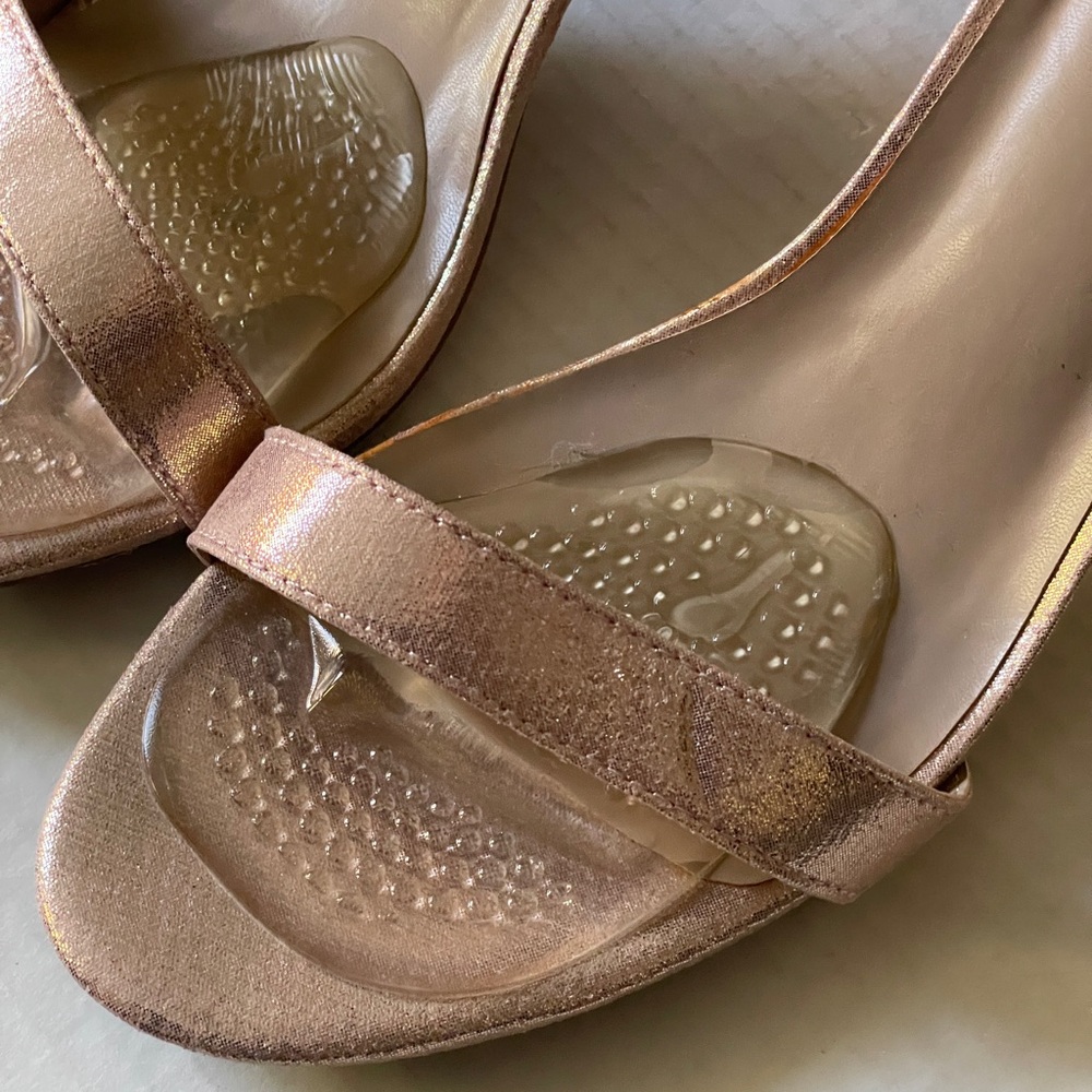 Dream Pairs Pink Metallic High Heels Sandals Chunky Block Heels Women's Size 10 - Picture 5 of 9